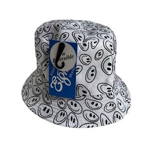 Smiley Face Kids Bucket Hat Reversible Black White Eighty Eight Brand OSFM New